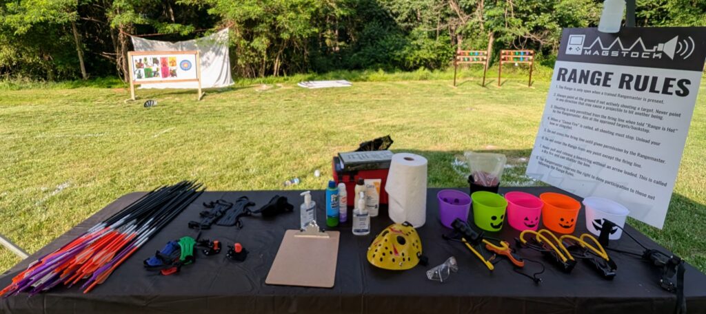 The Range setup at MAGStock the 13th, with equipment samples and targets in the background. 